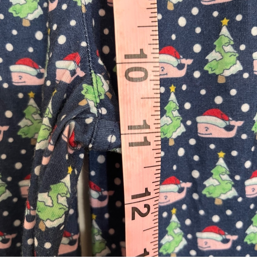 Vineyard Vines Santa Whale Christmas Sleep Bottoms pajama pants Blue Sz L Kid PJ - Picture 5 of 9